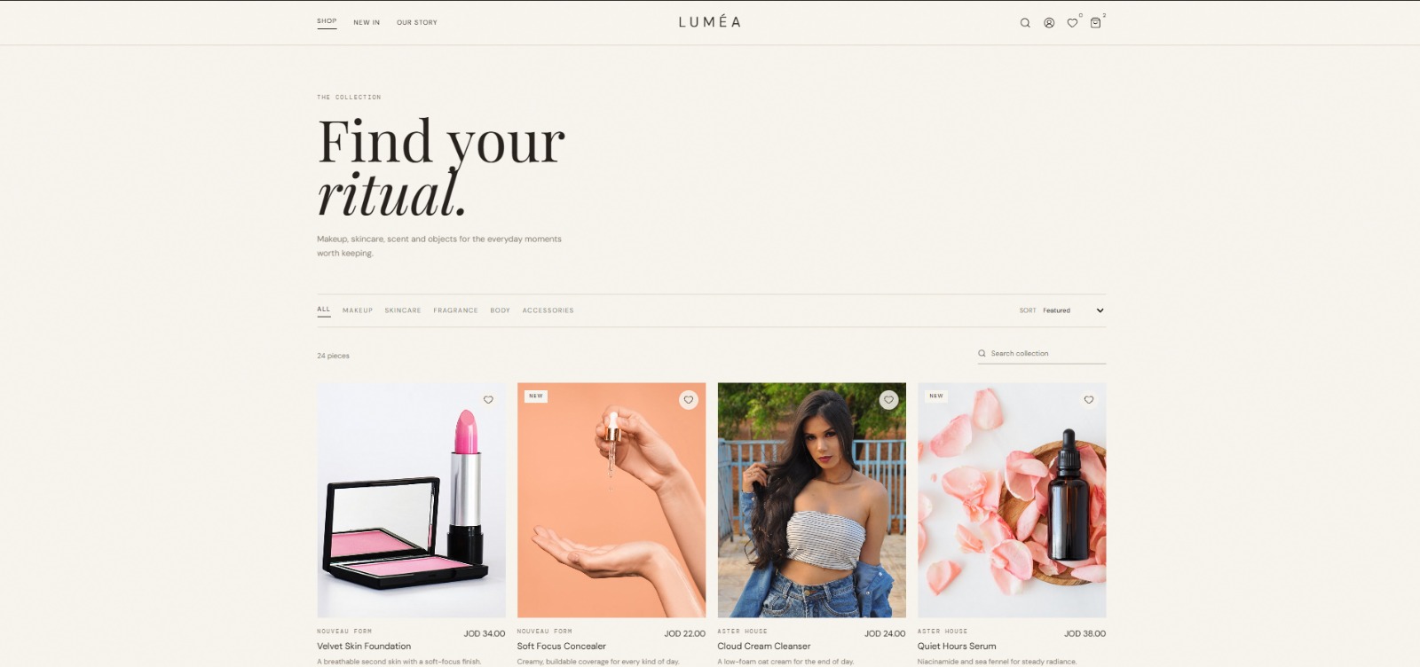E-commerce website collection concept by WebRise JO