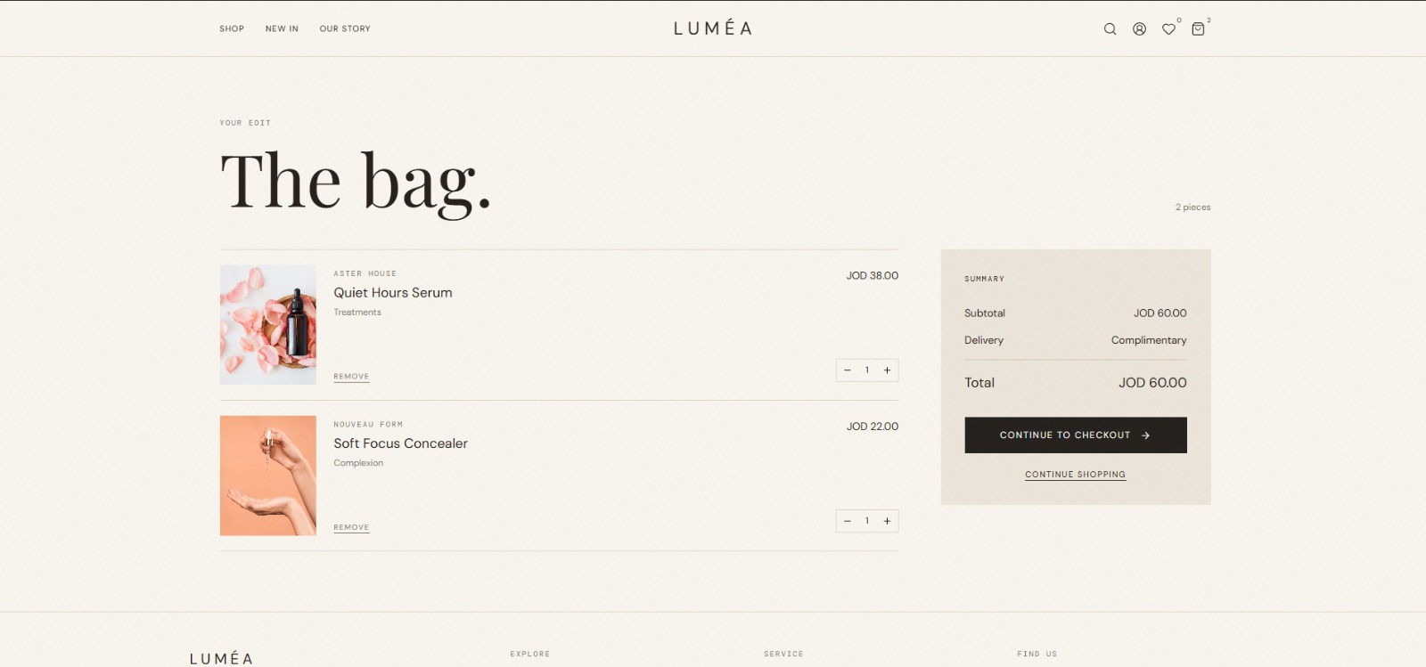 E-commerce website cart drawer concept by WebRise JO